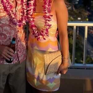 Mahina Retro Wave Print Mini Dress